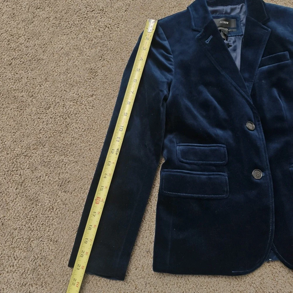 J.Crew Schoolboy Blazer Navy Blue Velvet Petite 0P NWT 05477 Tailored Jacket